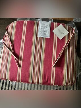 Set of 2 Pottery Barn NEW Side Chair cushions red with stripes